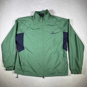 Vantage Yosemite Green Navy Colorblock Zip Up Hooded Windbreaker Jacket‎ LG